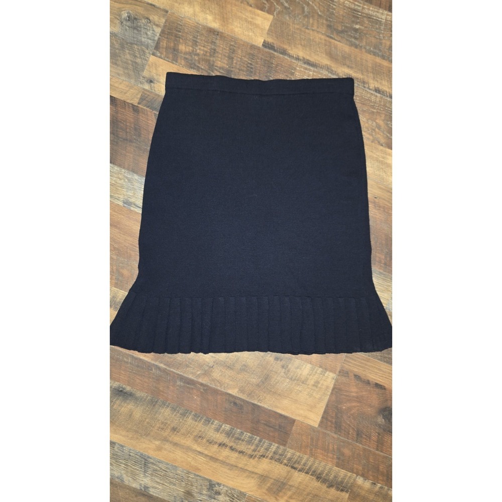 Vintage St John Collection Knit Pleated Skirt Black Stretch Sz 6 Peplum Pencil